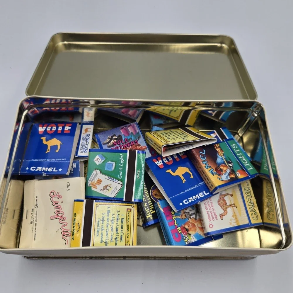 vintage Camel collector's tin 1992 W Mixed Camel Lights Matches Matchbooks